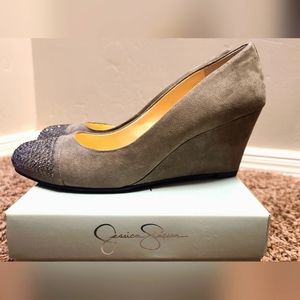 Jessica Simpson Charcoal Suede Wedge